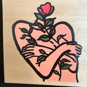 Modern Embrace Rose Art on Wood